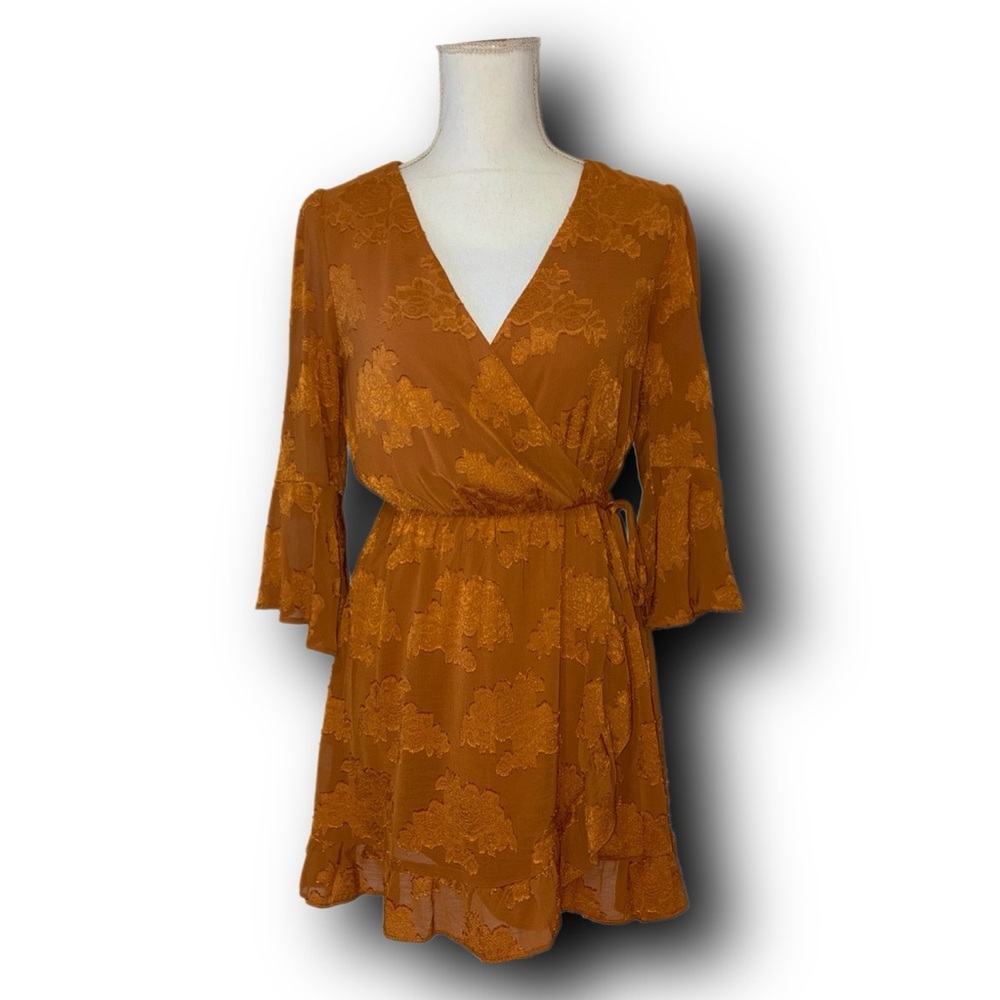 Allison & Kelly Marigold Flare Sleeve Ruffle Mini Dress Cottage Fall Vibes